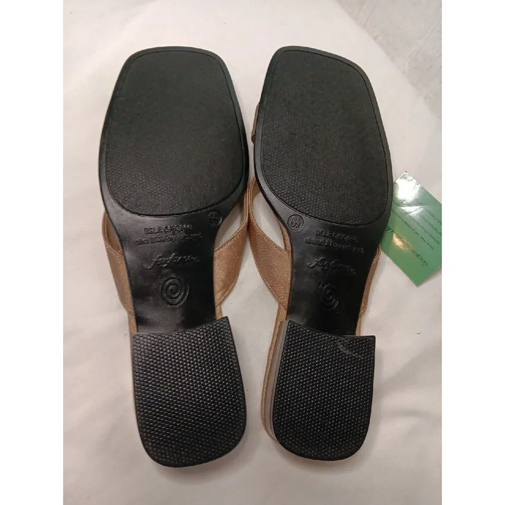 Fanfares Thai Womens 9.5 Dress Sandal Natural Tan Slide Slip On Knotted NEW - Picture 7 of 8